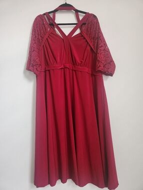 Kiyonna Luring Lace Dress in Burgundy